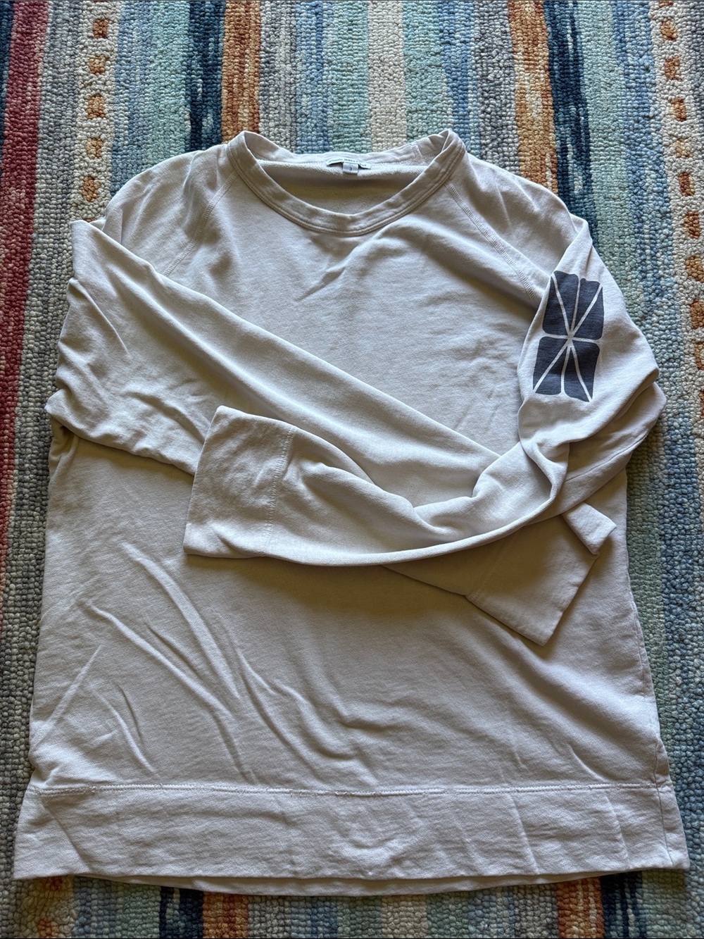 James Perse Long-Sleeve Cream Graphic Shirt